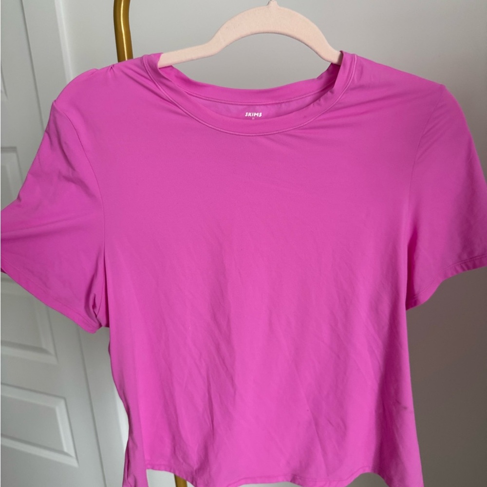 SKIMS Pink Crop Relaxed Short Sleeve Tee